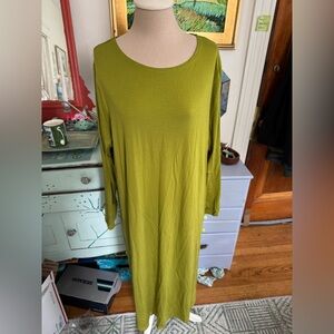 Gudrun Sjoden Lyocell Long Sleeve Dress XL Olive Green Pockets NWOT Fall